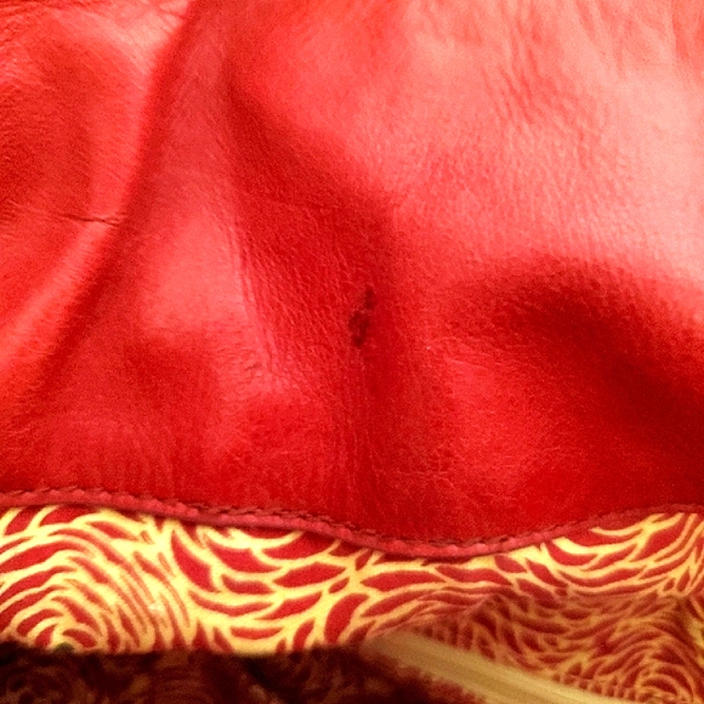 HOBO Int'l RARE Red Leather Pull String Backpack - Picture 7 of 9